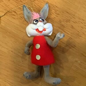 1977 Vintage Flocked Looney Tunes Honey Bunny Christmas Ornament Bugs Bunny